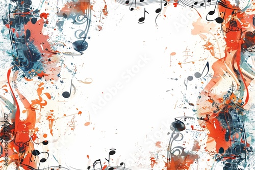 Immerse yourself in the world of music with a white background accented by a thematic border frame, offering a symphonic touch to your artistic endeavors