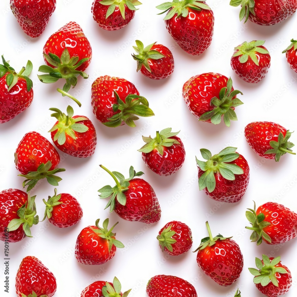 strawberries on white background.
