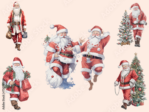 Santa Claus clipart, isolated vector illustration.