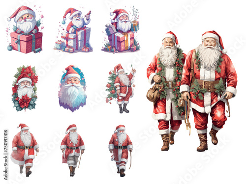 Santa Claus clipart, isolated vector illustration.