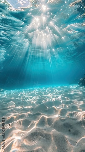 Bright beams of sunlight refracting through the surface of the atlantic ocean. AI generated illustration