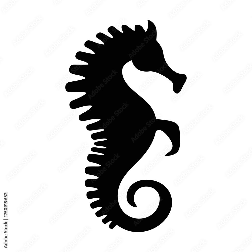 Seahorse silhouette, seahorse vector by hand drawing, vector illustration with a white background Seahorse silhouette, seahorse vector by hand drawing, vector illustration with a white background