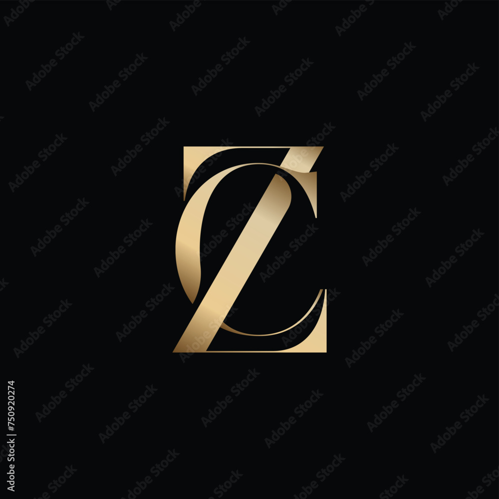 CZ or ZC Monogram in Luxury Logo - obrazy, fototapety, plakaty 