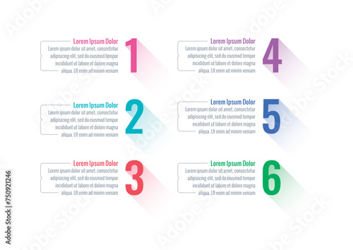 Infographic template for business, IT, technology, food, industrial world. numerical infographic template. six steps information template