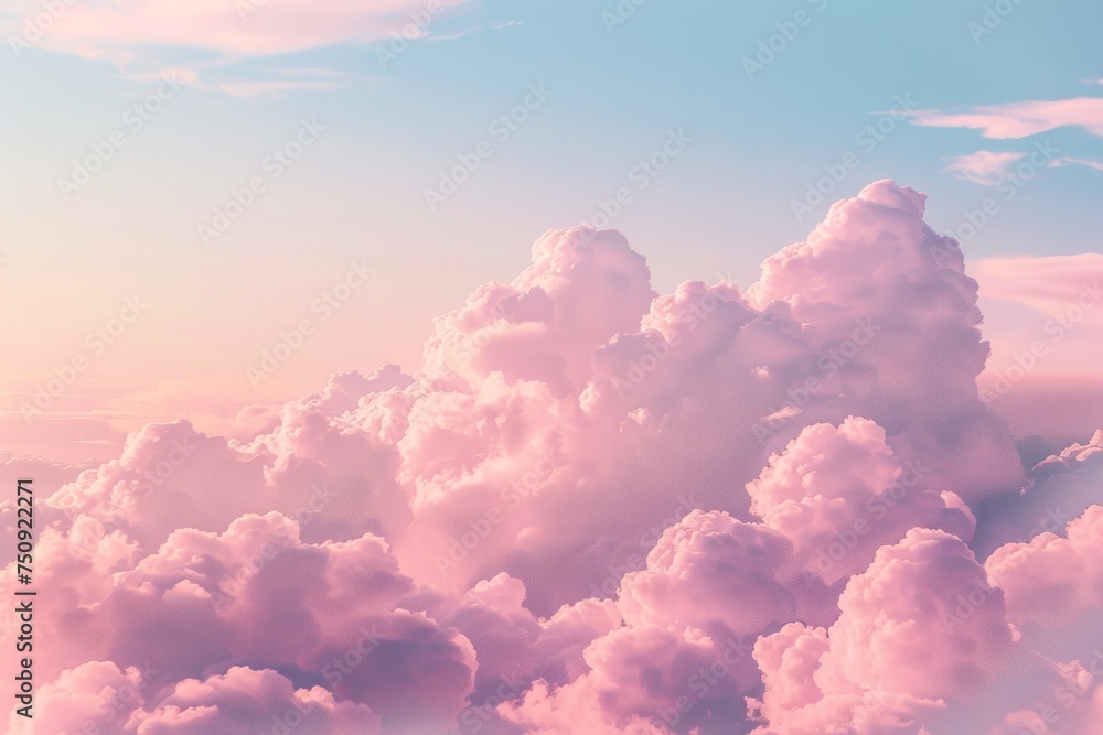 Fluffy pink clouds in a pastel sky Fluffy pink clouds in a pastel sky