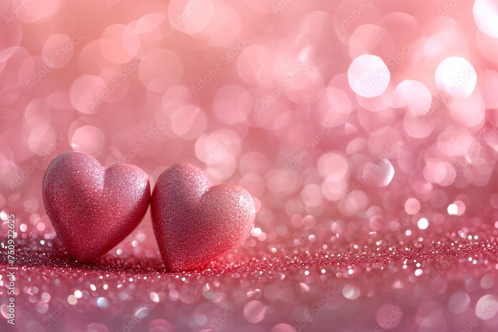 Valentine's Day Background, Abstract Red Hearts Holiday Backdrop, Glittering Bokeh Effect Valentine's Day Background, Abstract Red Hearts Holiday Backdrop, Glittering Bokeh Effect