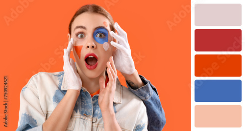 Young woman with painted fa...