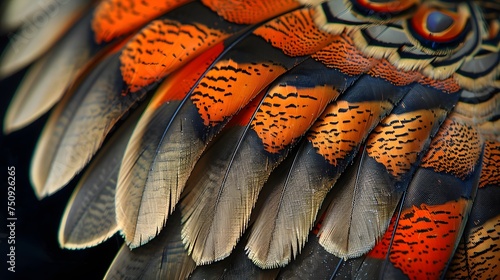 The beautiful wing feathers of Argus Phesant photo