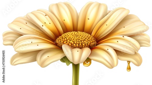 a close up of a flower with drops of water on the petals and in the middle of the petals is a white background. photo
