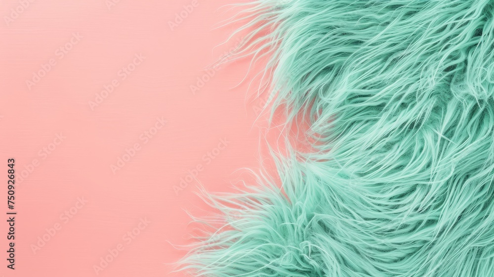 Fototapeta premium mint fur on a pink background.