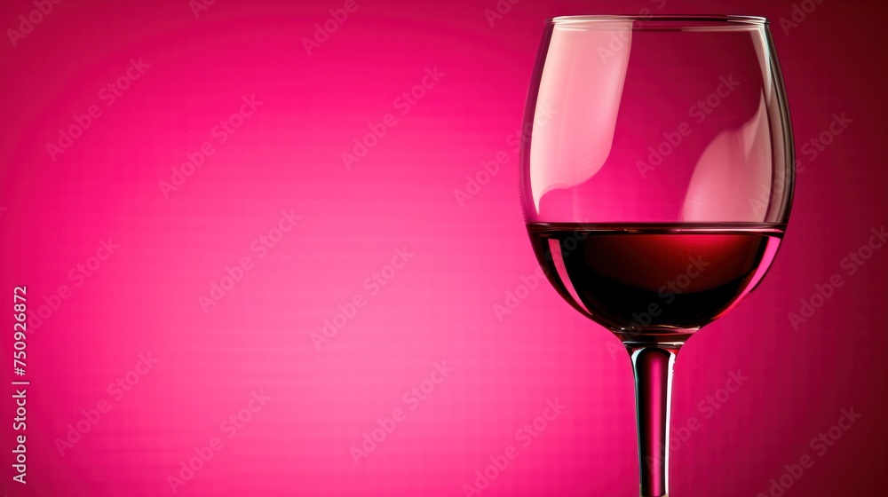 a close up of a wine glass with a red wine in the middle of the glass and a pink background. a close up of a wine glass with a red wine in the middle of the glass and a pink background.