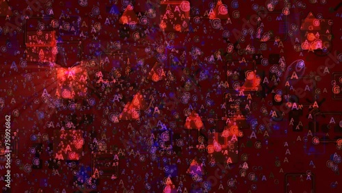 Background animation of geometric patterns -  blue/ red