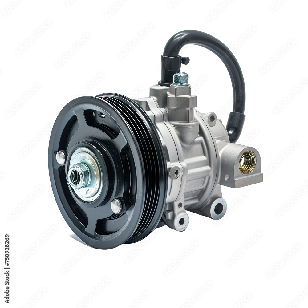 Power steering pump on white or transparent background