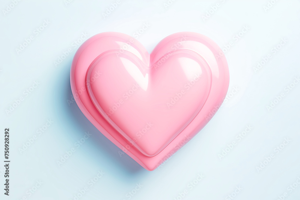 Pink Heart Shaped Object on Blue Background