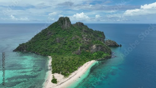 Monuriki Island, Fiji, Cast Away Set, from above, Drone photo