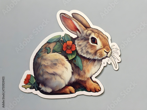 Rabbit-Themed Sticker Perfect for Decor photo