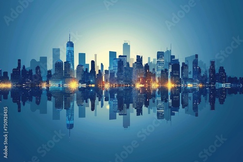 Make a bold statement with a city skyline tailored for your business web banner, capturing the essence of urban vitality and corporate excellence