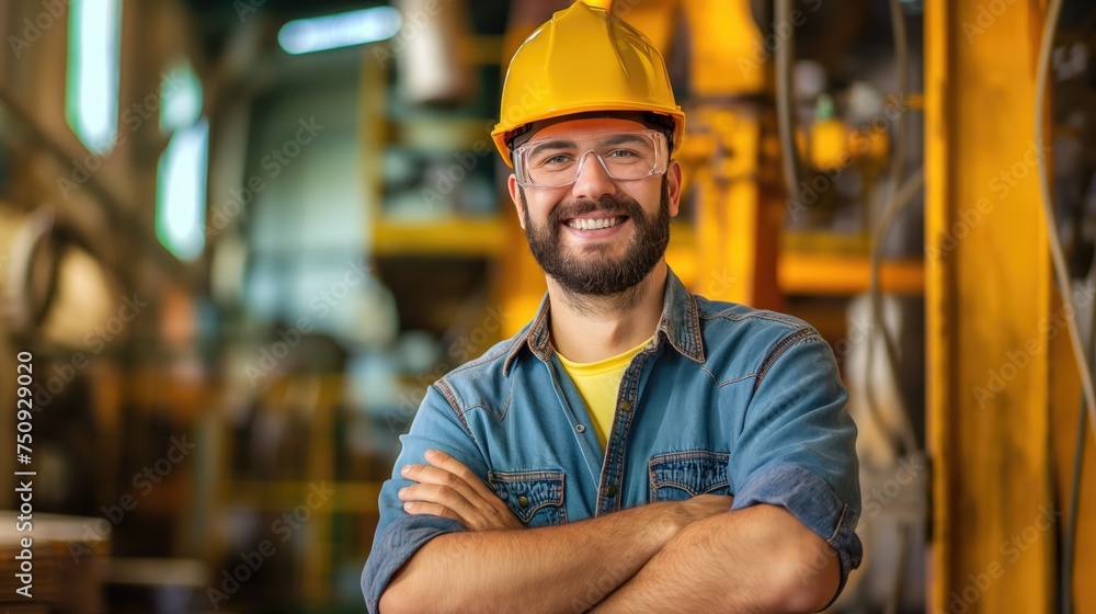 confident factory worker with arms crossed confident factory worker with arms crossed