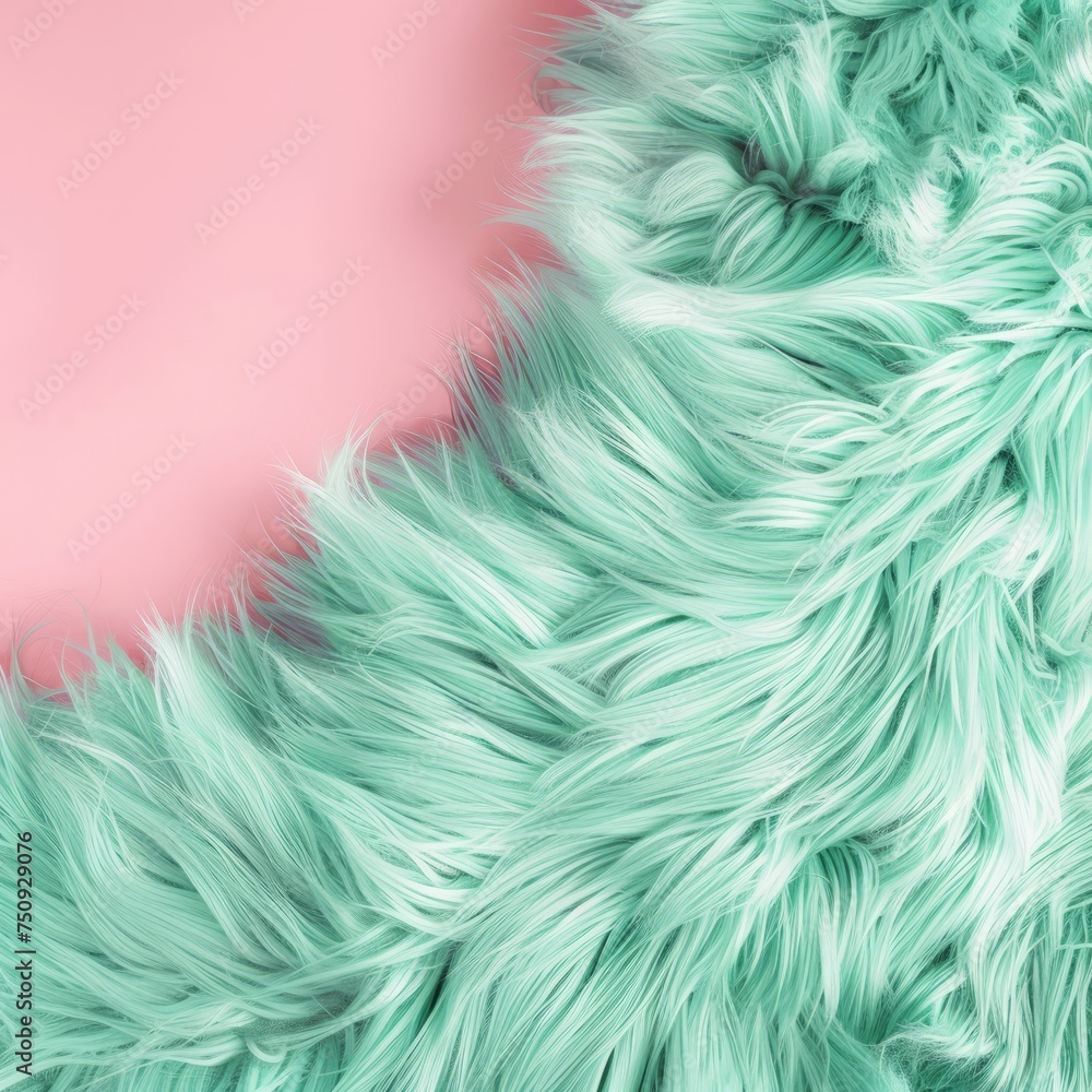 Fototapeta premium mint fur on a pink background.
