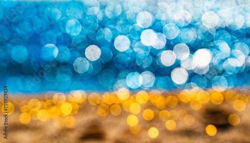 Beach themed gold and blue sparkly background