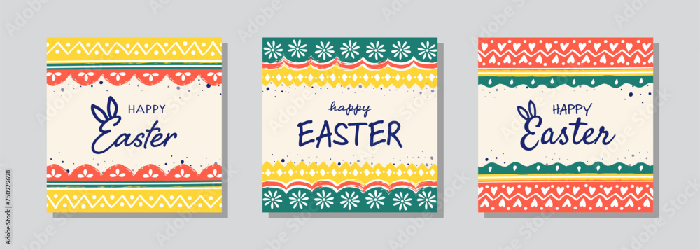 Colourful Easter egg pattern. Concept of Easter background with ornaments. Collection. Vector illustration