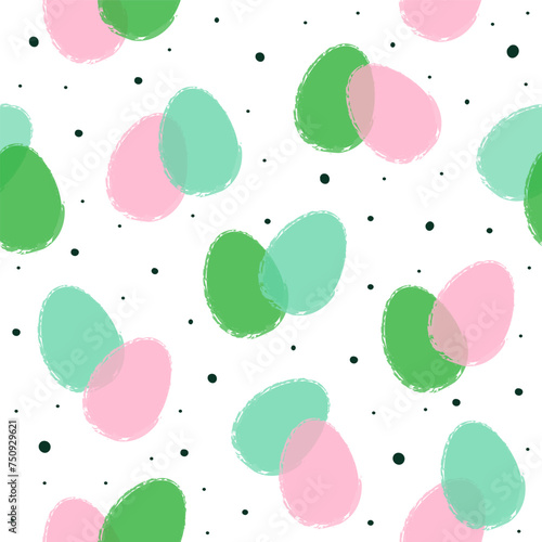 Design of a seamless pattern with colourful Easter eggs. Minimalist background. Vector illustration