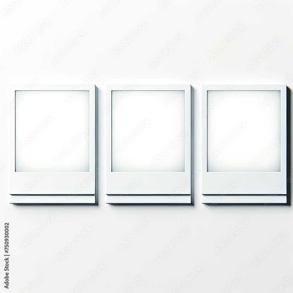 Trio of Blank Instant Polaroid Photos on a Pristine White Background Awaiting Memories Trio of Blank Instant Polaroid Photos on a Pristine White Background Awaiting Memories