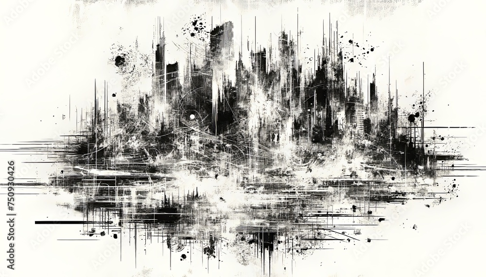 Abstract Monochrome Grunge Texture Artwork: A Chaos of Textures and Strokes in Black and White