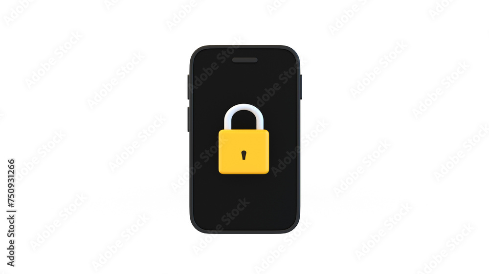 padlock with Smart Phone for online password security 3d render isolated illustration padlock with Smart Phone for online password security 3d render isolated illustration
