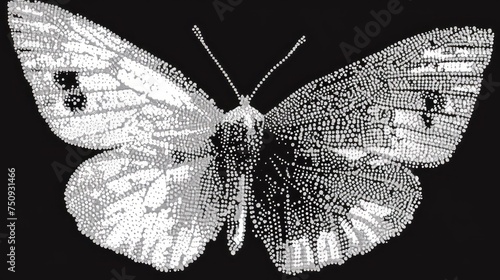 a white butterfly on a black background with words written in the shape of the shape of the butterfly's wings. photo