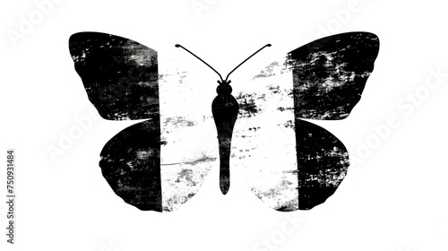 a black and white picture of a butterfly with stripes on it's wings and a black and white image of a butterfly with stripes on it's wings. photo