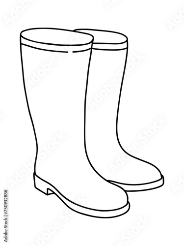 Vector Line rubber boots. Sketch style vector Rubber boots template for your illustrations.