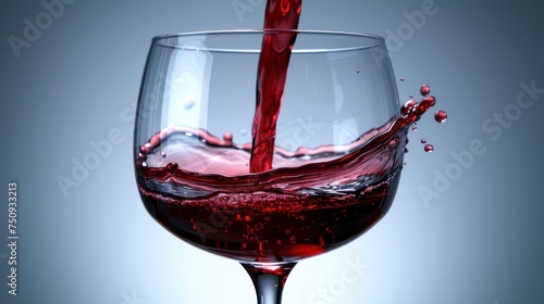 a glass of red wine being poured into a wine glass with a red liquid splashing out of the top.