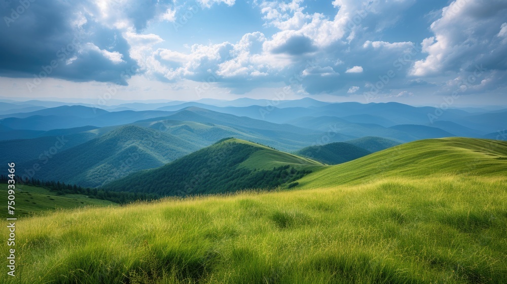 Green summer hills in the mountains Green summer hills in the mountains