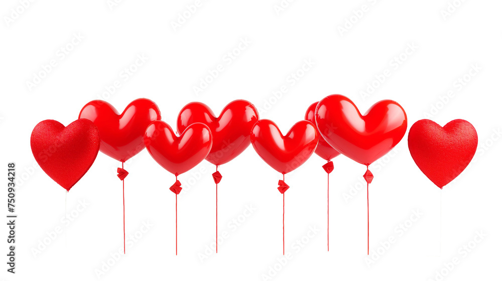 Romantic Valentine's Day Celebration with Heart-Shaped Balloons and Love Sign on transparent background – A Symbol of Love and Happiness on a Special Day of February Festivities.