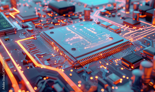 SWISSA AI Labeled Circuit Board in Vibrant Hues photo