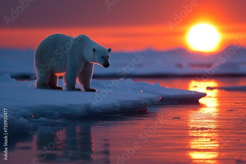Polar Bear at Arctic Sunset