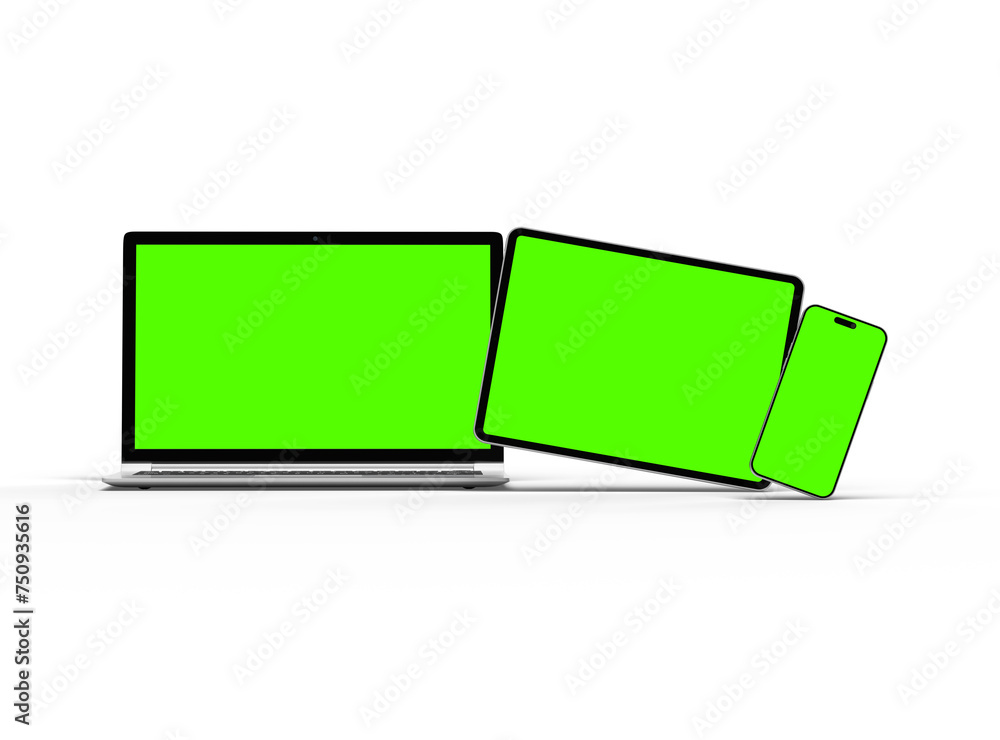 Mockup of laptop, tablet and smartphone on a light background Mockup of laptop, tablet and smartphone on a light background