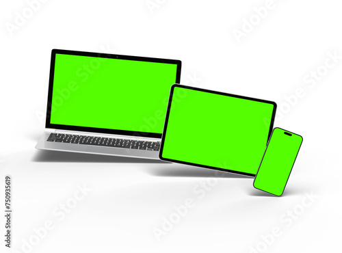 Mockup of laptop, tablet and smartphone on a light background