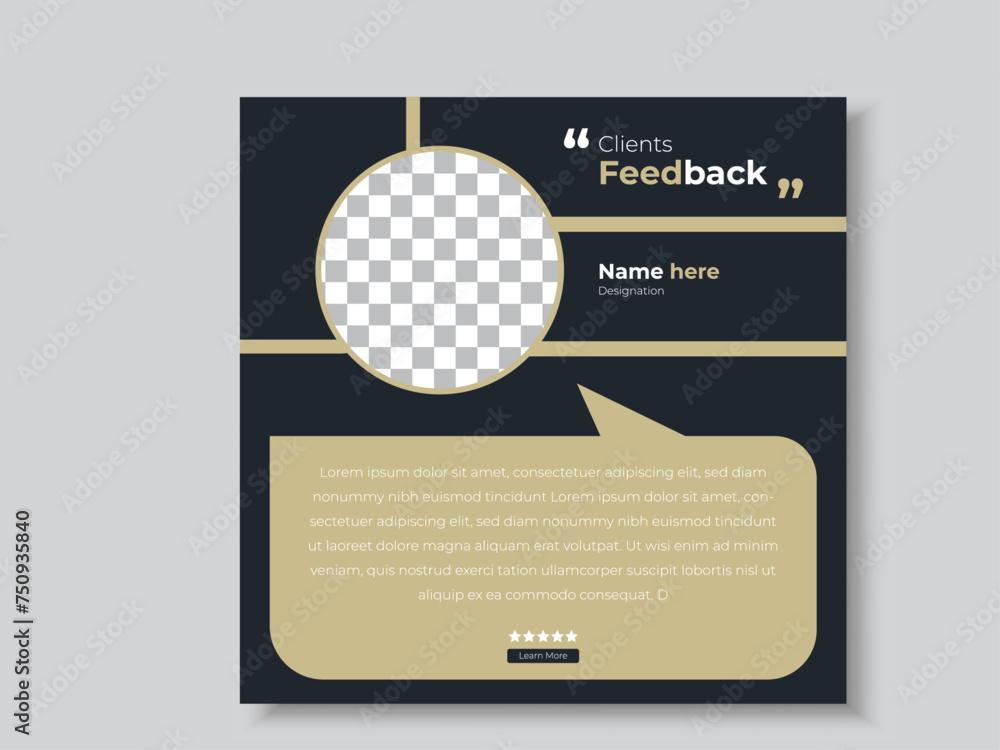 Modern client feedback social media template design Modern client feedback social media template design