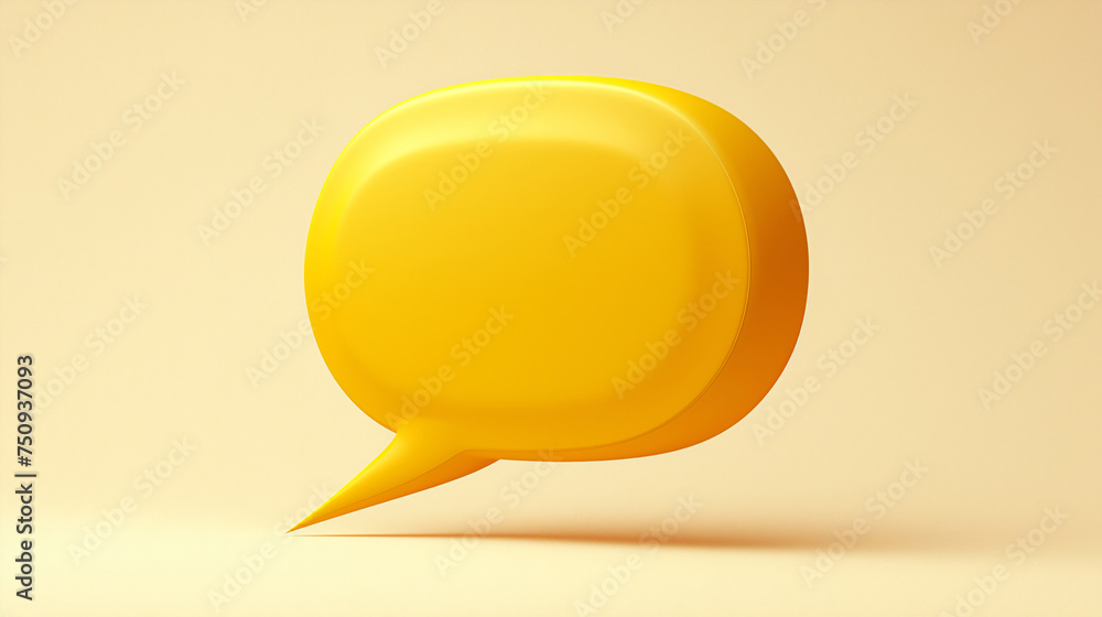 Speech bubble. 3d illustration of single yellow speech bubble on light background. Speech bubble. 3d illustration of single yellow speech bubble on light background.
