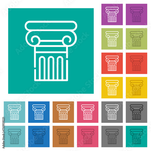 Antique ornate column outline square flat multi colored icons