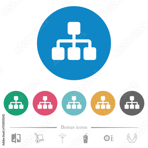Network connections flat round icons