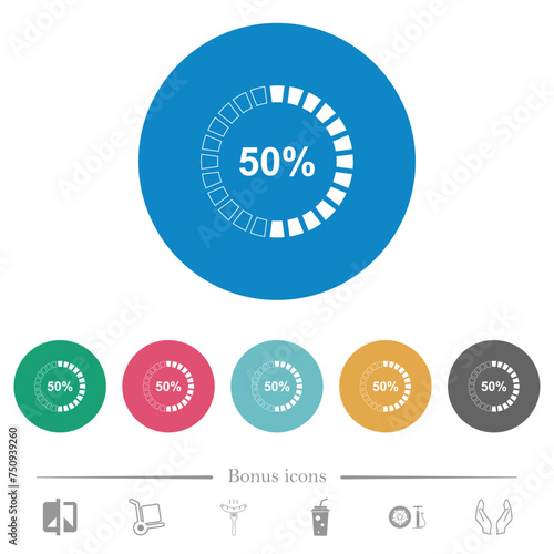 50 percent loaded indicator flat round icons