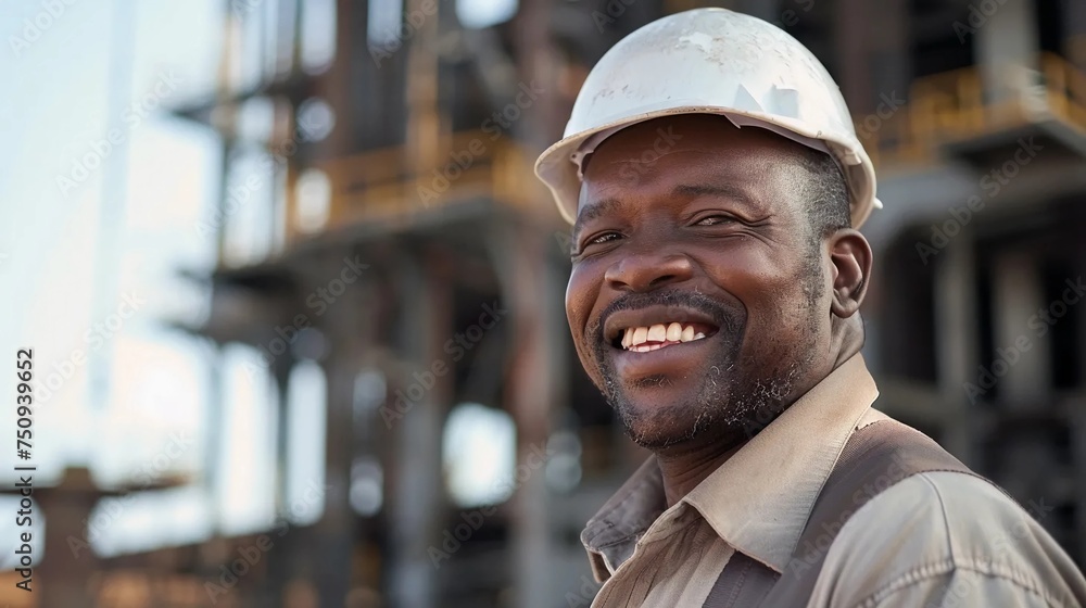 Construction worker in helmet working on construction site Construction worker in helmet working on construction site