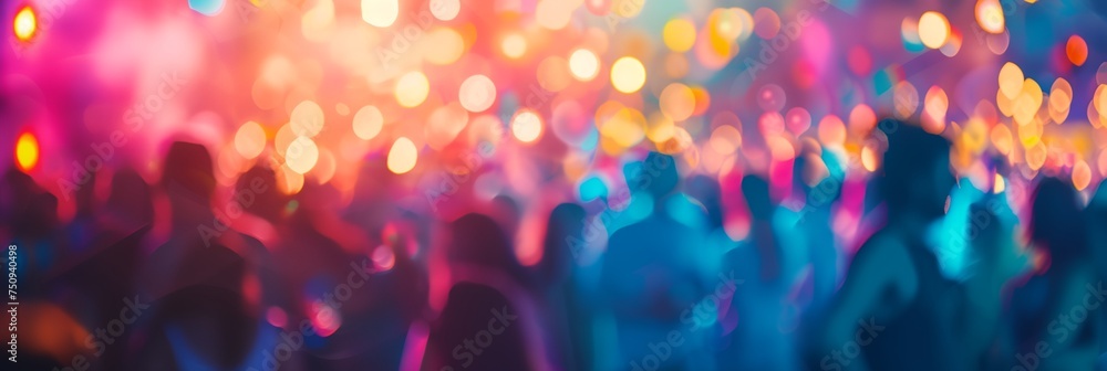 Colorful festival party with people blurred background.