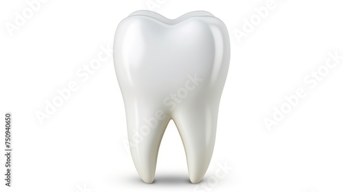 a white tooth on a white background with a clipping path to the top of the tooth to the bottom of the tooth.
