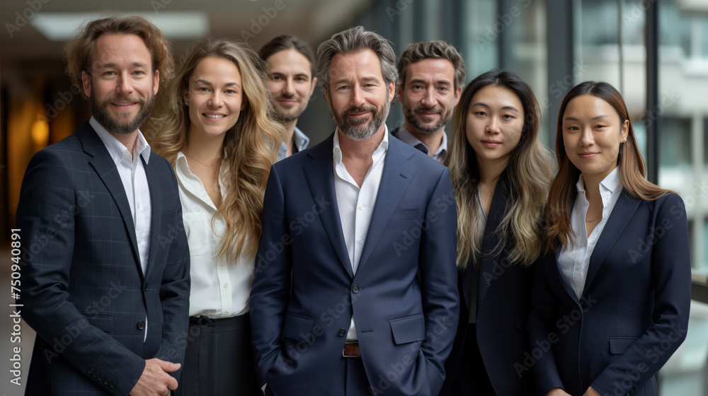 adult elegant manager with his young business team adult elegant manager with his young business team