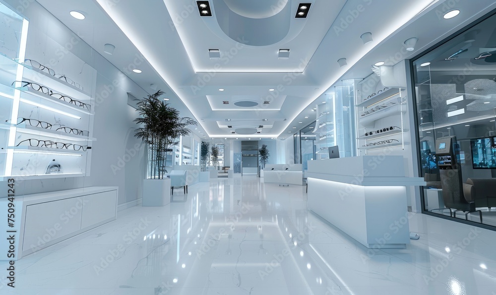 An optical showroom in a modern hospital