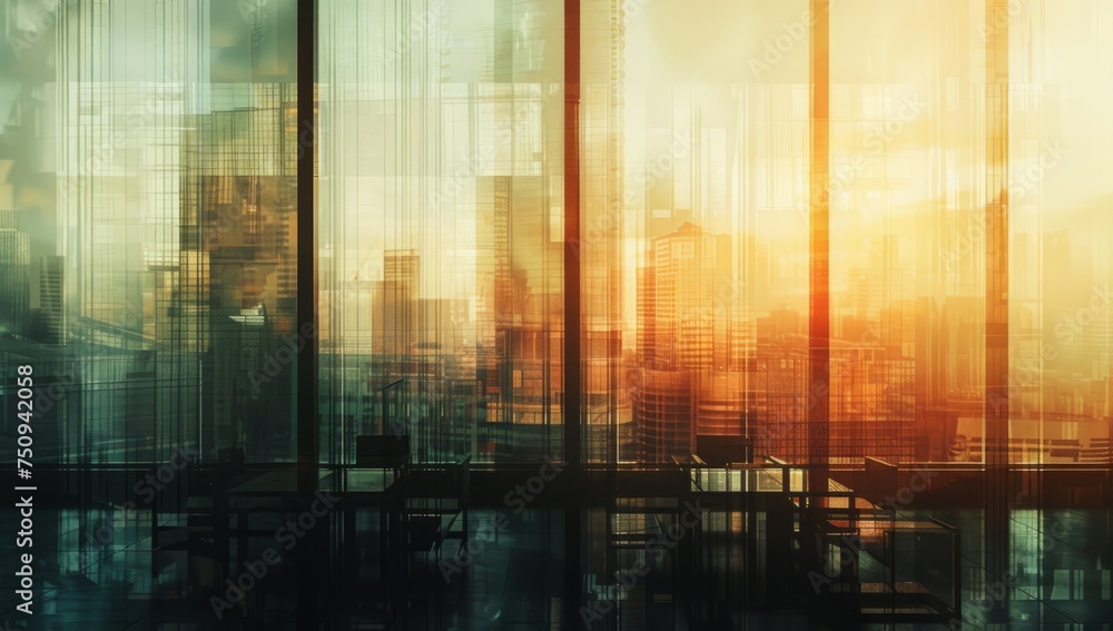 panoramic view with large windows of a city Generative AI panoramic view with large windows of a city Generative AI